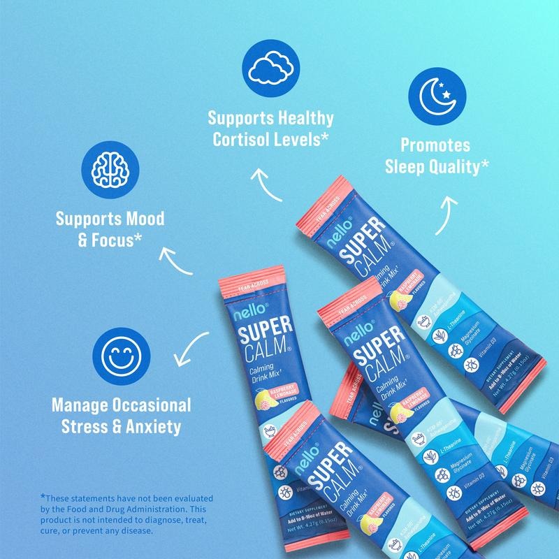 Supercalm – Calming Drink Mix with KSM-66 Ashwagandha, Vitamin D3, Magnesium & L-Theanine – Supports Cortisol Balance, Mood & Sleep, Helps Manage Occasional Stress – Travel Packets (20 Servings)