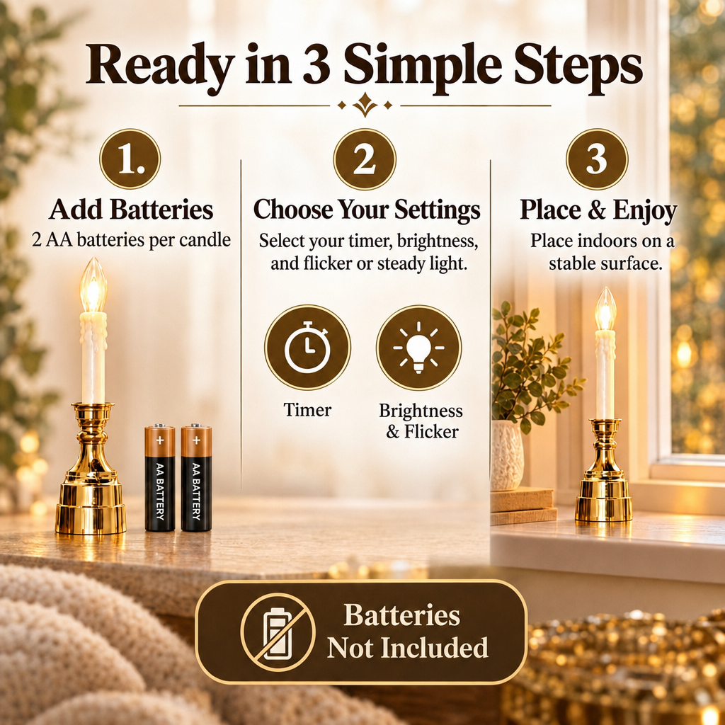 Premium Bethlehem Lights Cordless Window Candles – Set of 6