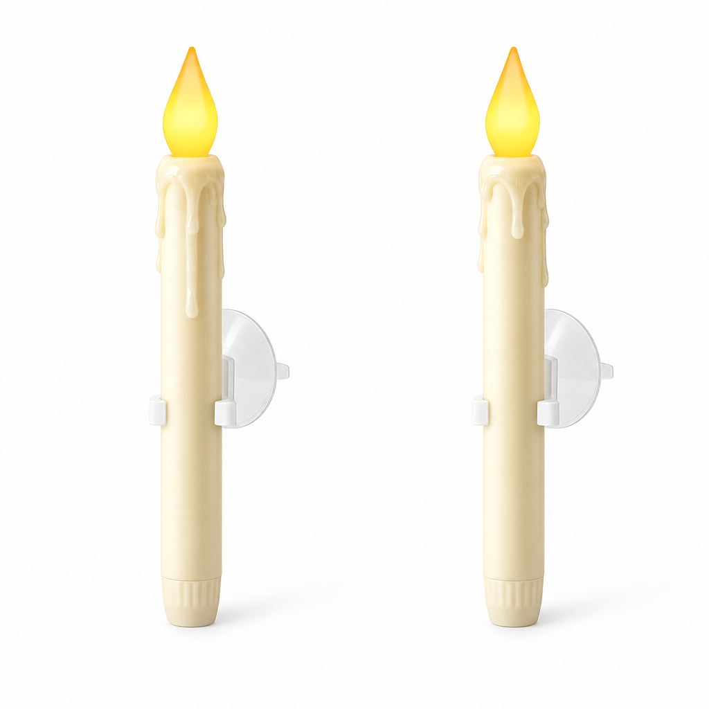 Ivory window candles with suction cups