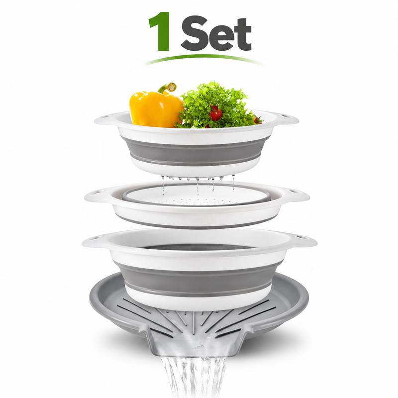 Collapsible Colander Set with Self-Draining Base