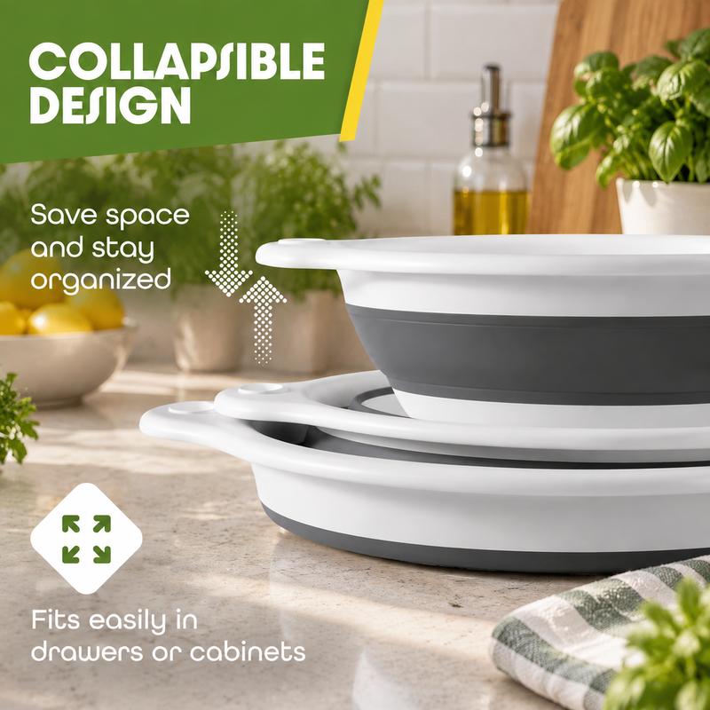 Collapsible Colander Set with Self-Draining Base