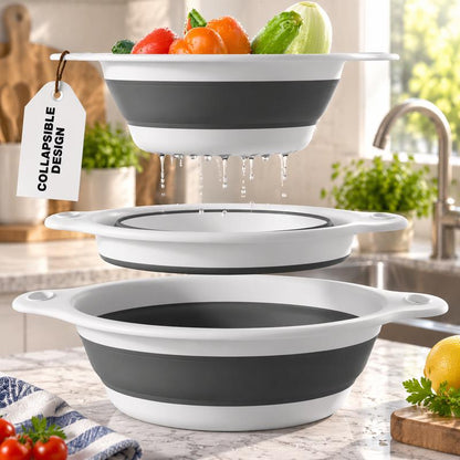 Collapsible Colander Set with Self-Draining Base