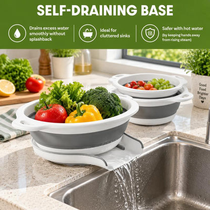 Collapsible Colander Set with Self-Draining Base