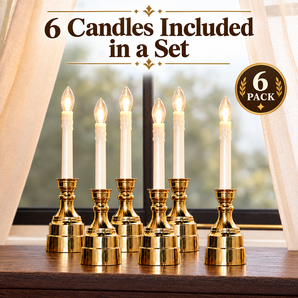 Premium Bethlehem Lights Cordless Window Candles – Set of 6