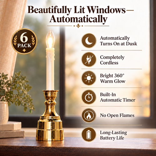 Premium Bethlehem Lights Cordless Window Candles – Set of 6