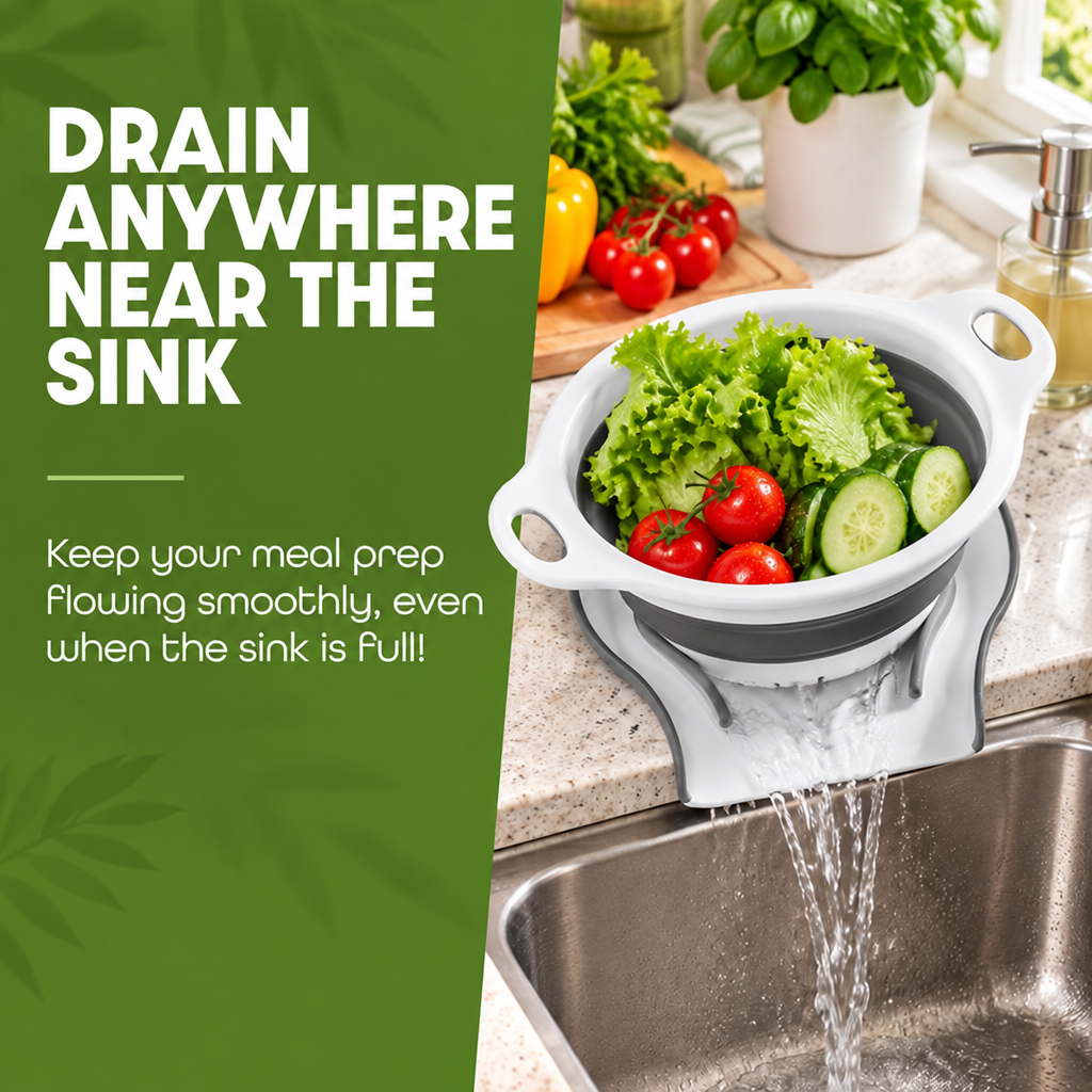 Collapsible Colander Set with Self-Draining Base