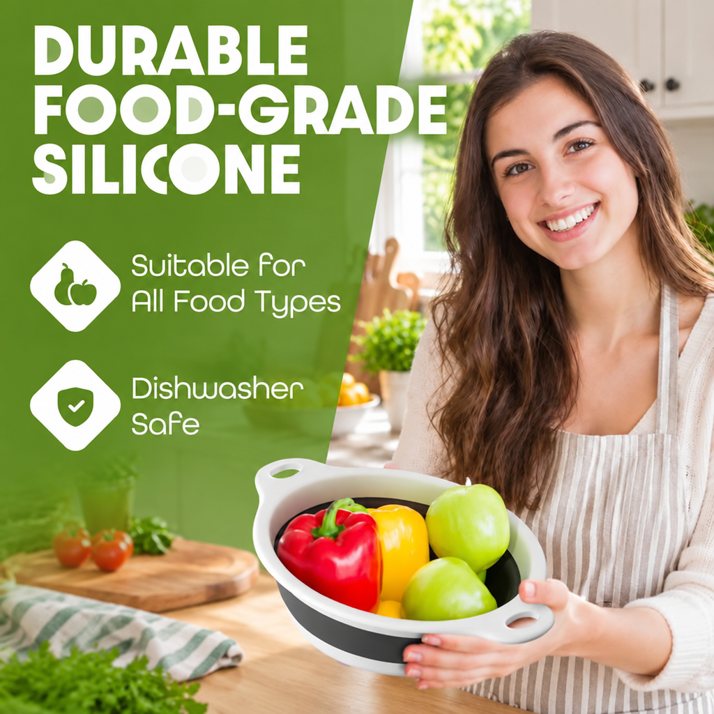 Collapsible Colander Set with Self-Draining Base