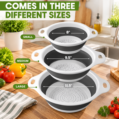 Collapsible Colander Set with Self-Draining Base