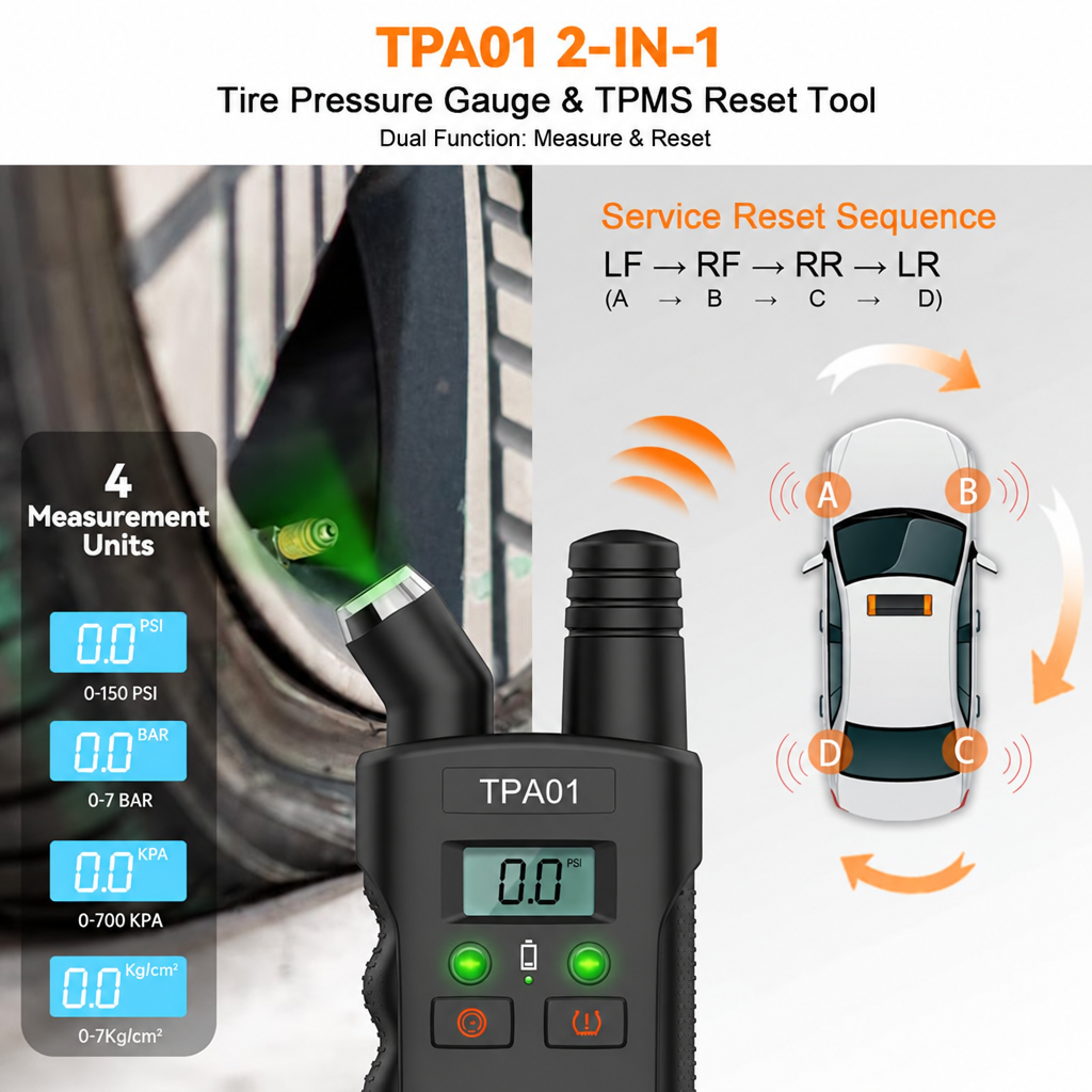 VXDAS TPA01 TPMS Relearn Tool & Tire Gauge