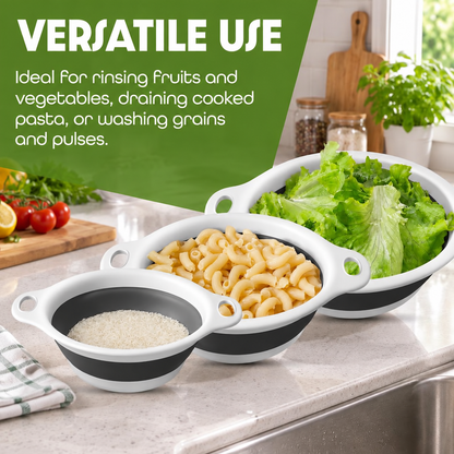 Collapsible Colander Set with Self-Draining Base