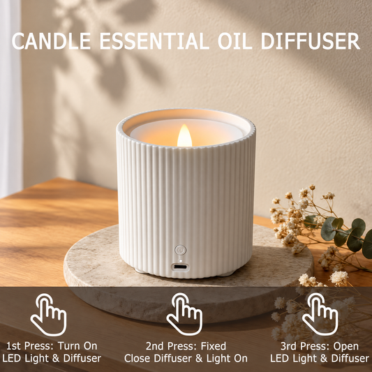 GlowMist candle essential oil diffuser button modes