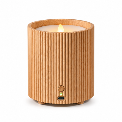 GlowMist flameless candle diffuser in wood
