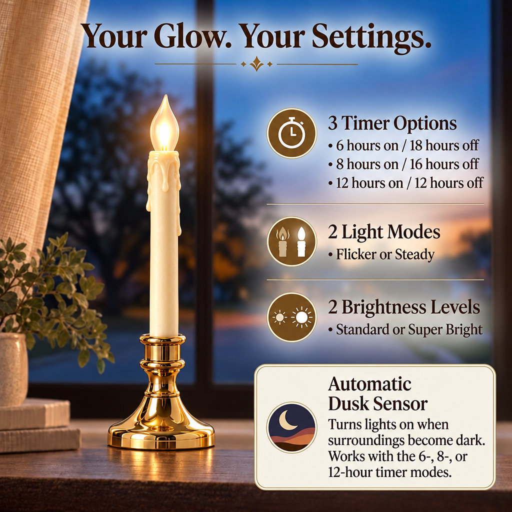 Premium Bethlehem Lights Cordless Window Candles | Slim Edition