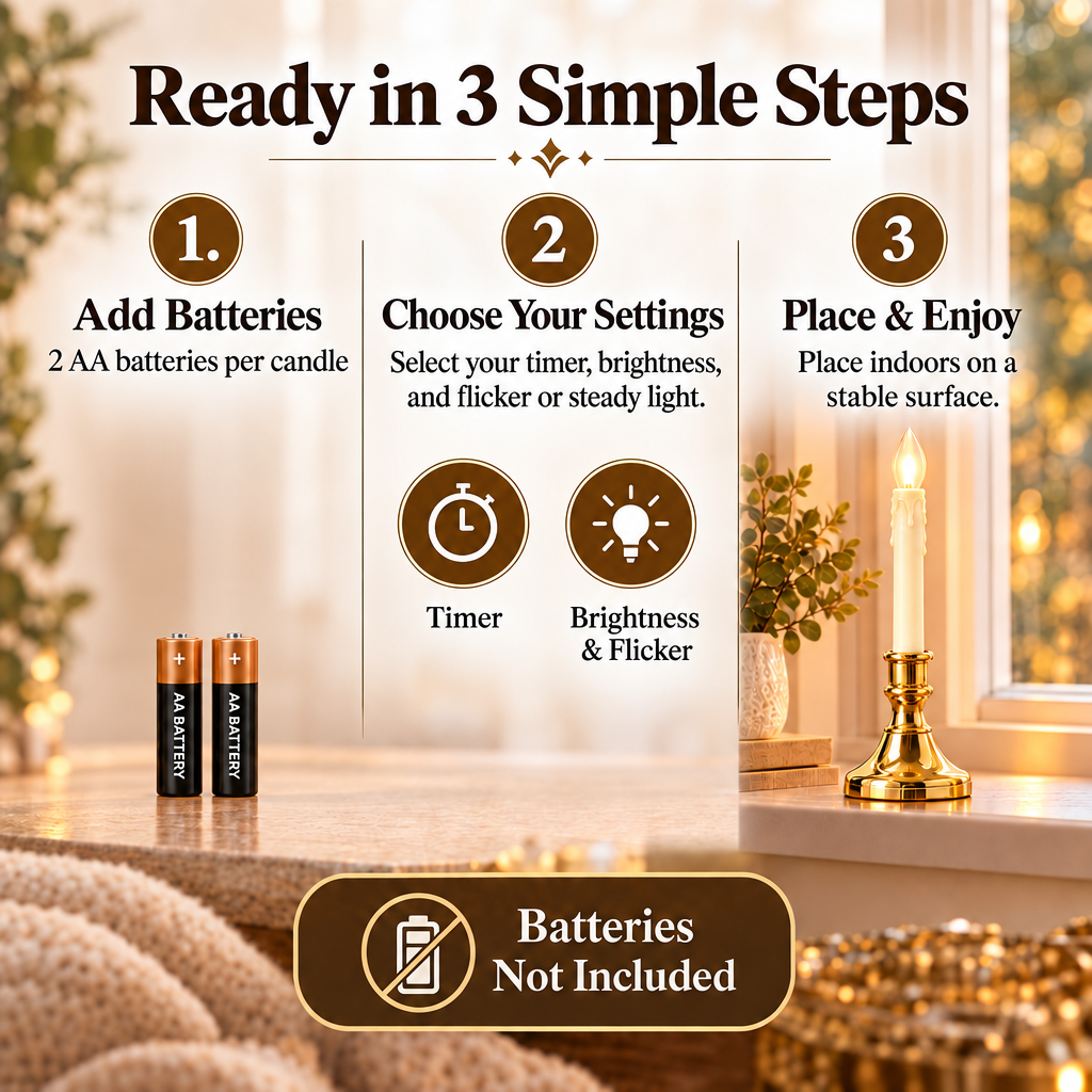 Premium Bethlehem Lights Cordless Window Candles | Slim Edition