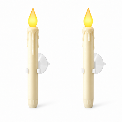 Ivory window candles with suction cups