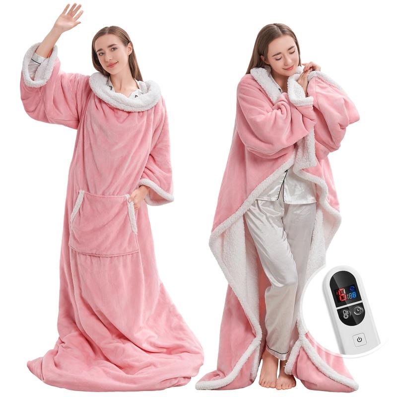 Wearable Heated Blanket with Foot Pockets
