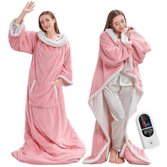 Wearable Heated Blanket with Foot Pockets
