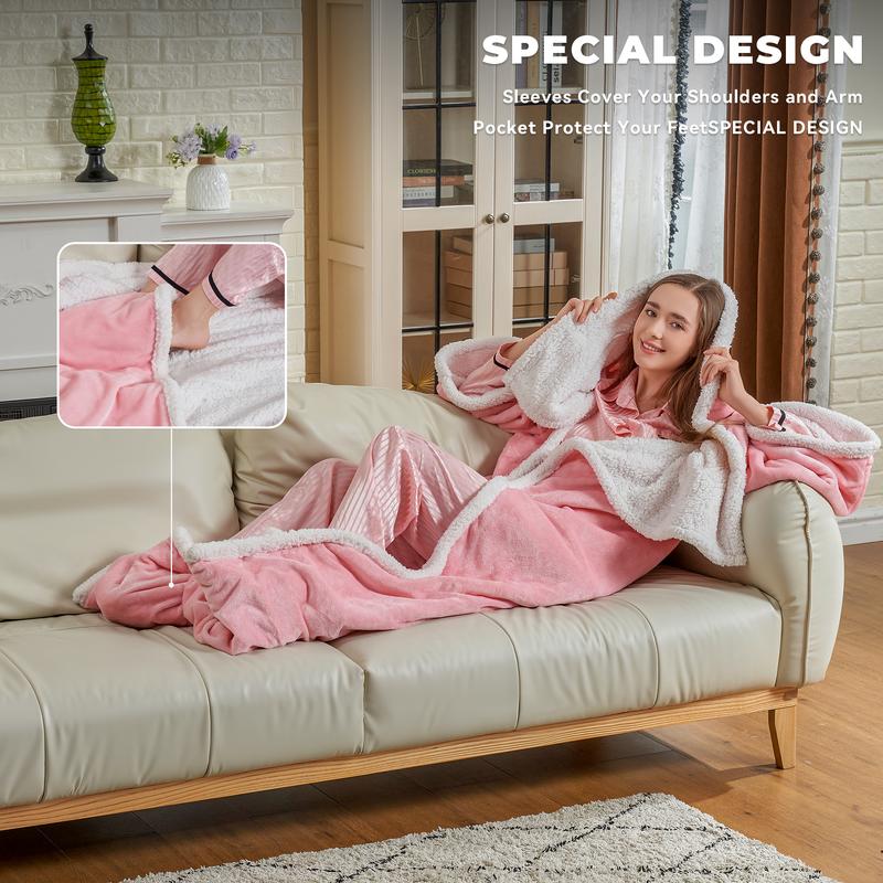Wearable Heated Blanket with Foot Pockets