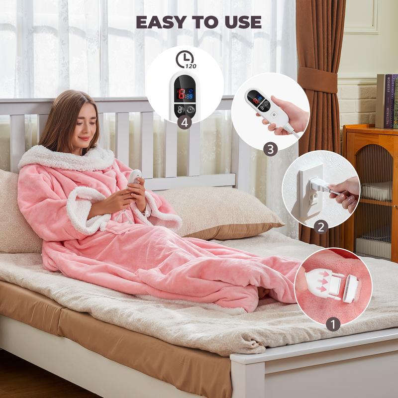 Wearable Heated Blanket with Foot Pockets